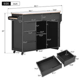 Nestfair Black Wood Base with Mdf Wood Top Rolling Kitchen Island (18.5-in x 53.1-in x 37-in)