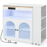 Nestfair White Wood Base with Mdf Wood Top Rolling Kitchen Island (16.92-in x 33.22-in x 37.12-in)