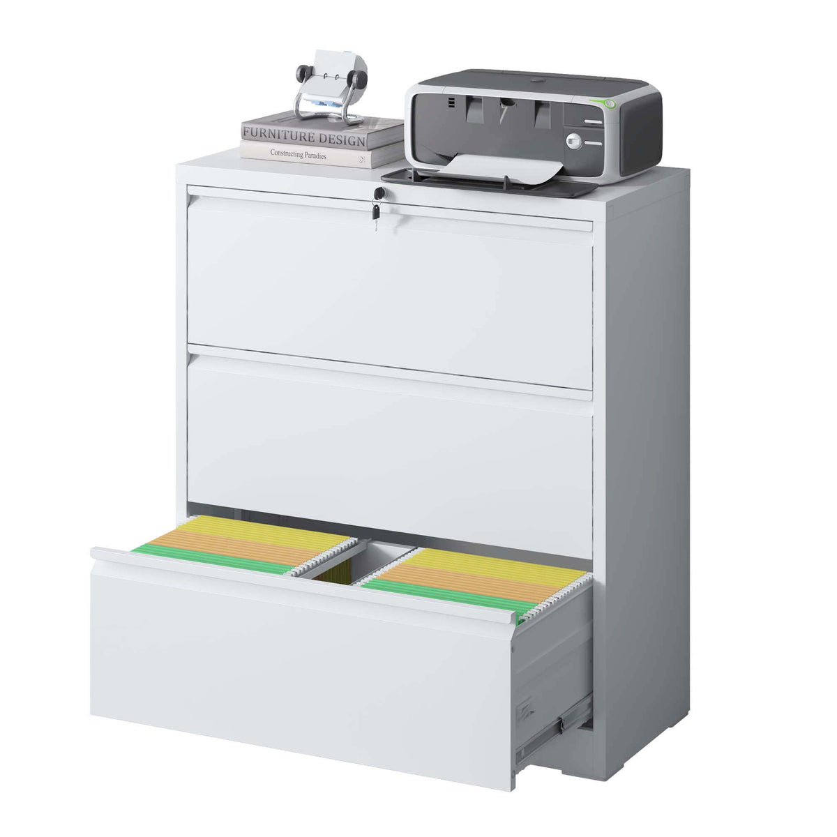 Kahomvis White Office Cabinet
