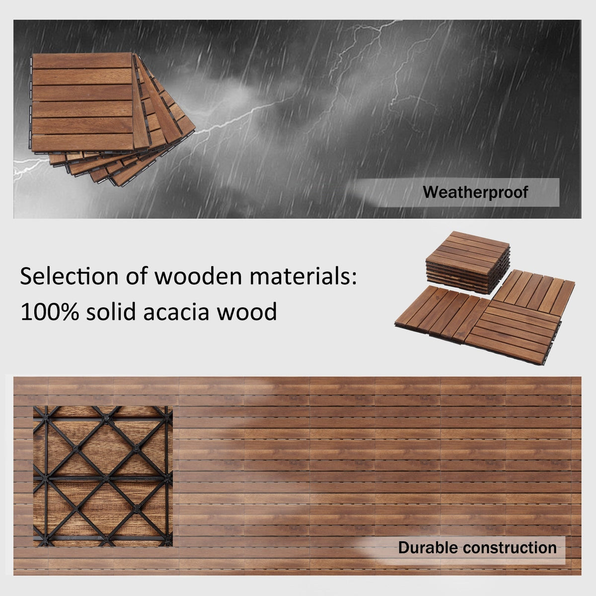 Maocao Hoom 12-in x 12-in Brown Prefinished Pressure Treated Wood Deck Tile (10-sq ft)