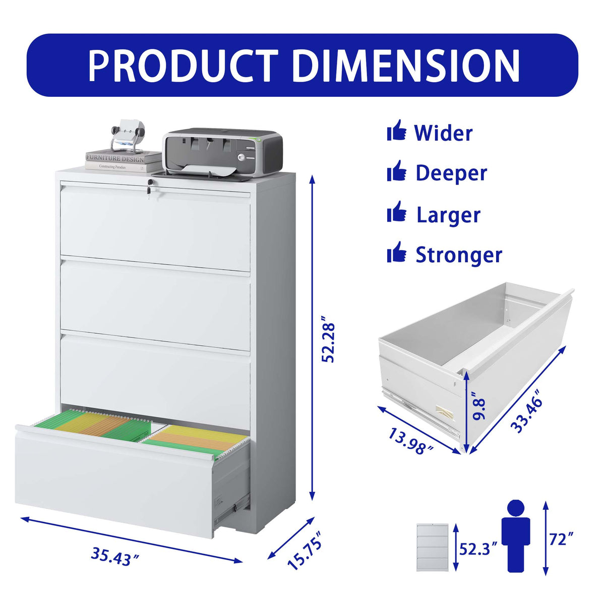 Kahomvis White Office Cabinet