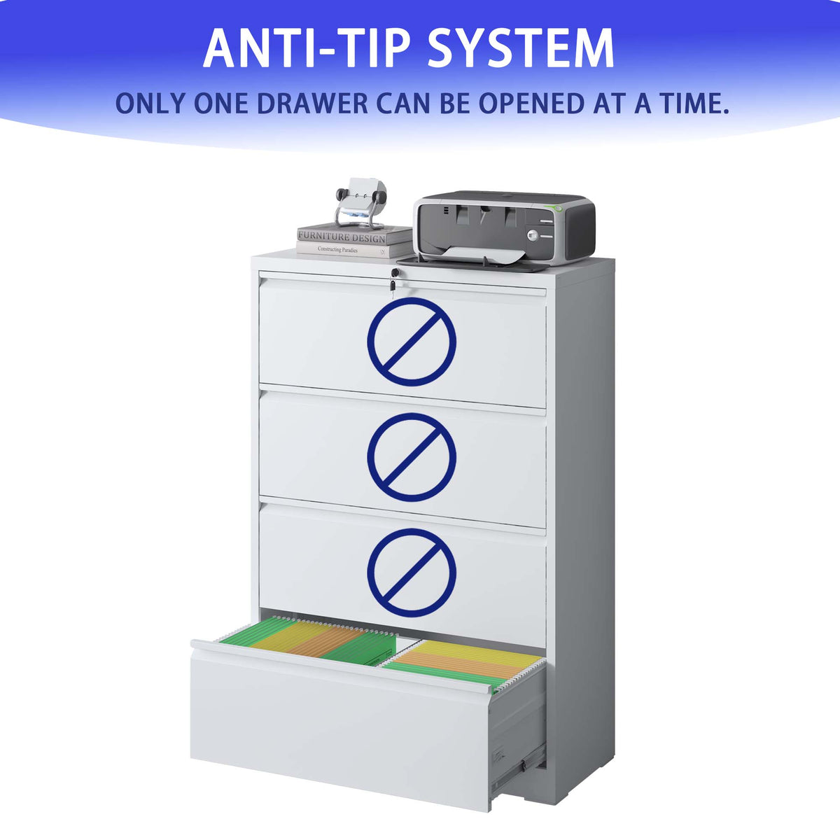 Kahomvis White Office Cabinet