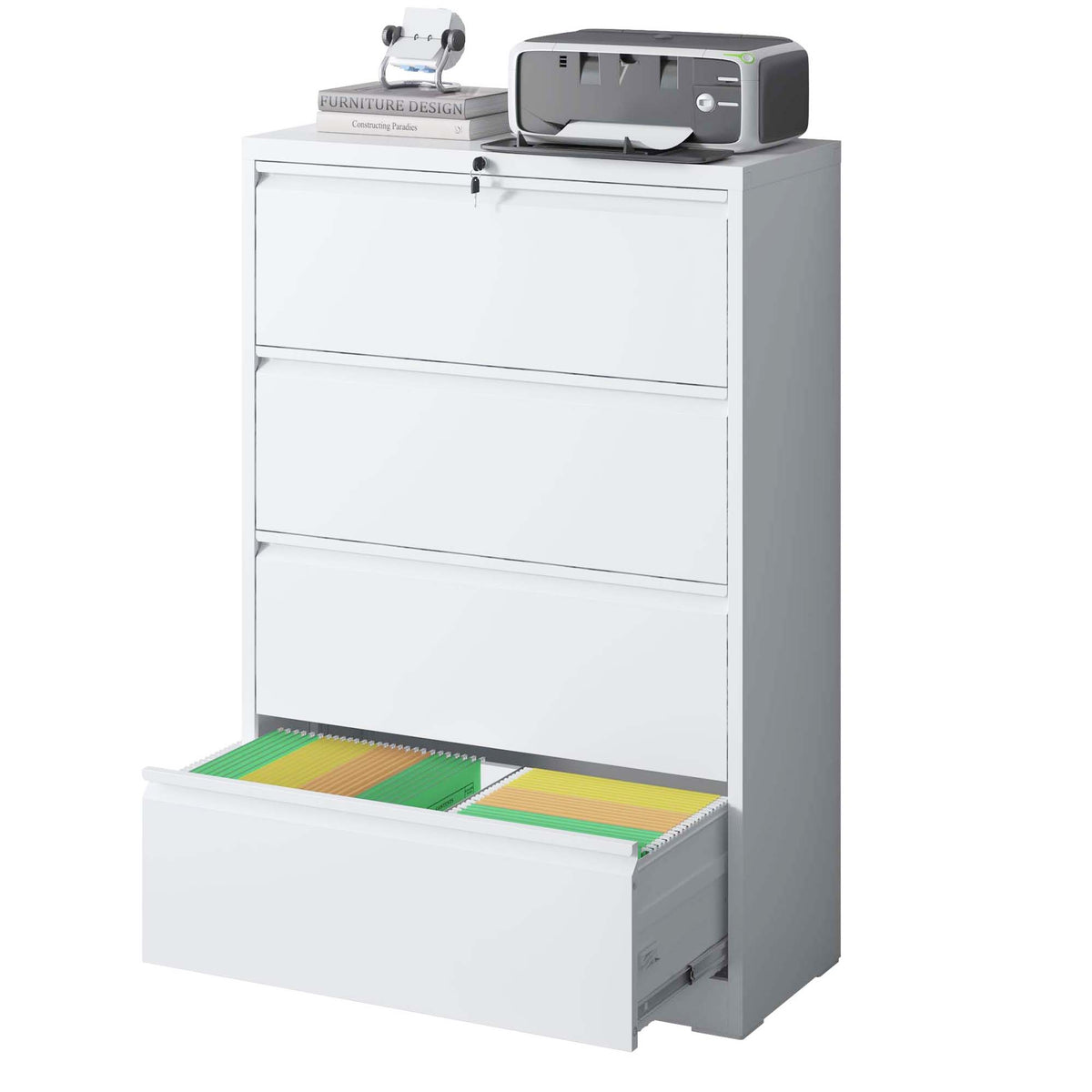 Kahomvis White Office Cabinet
