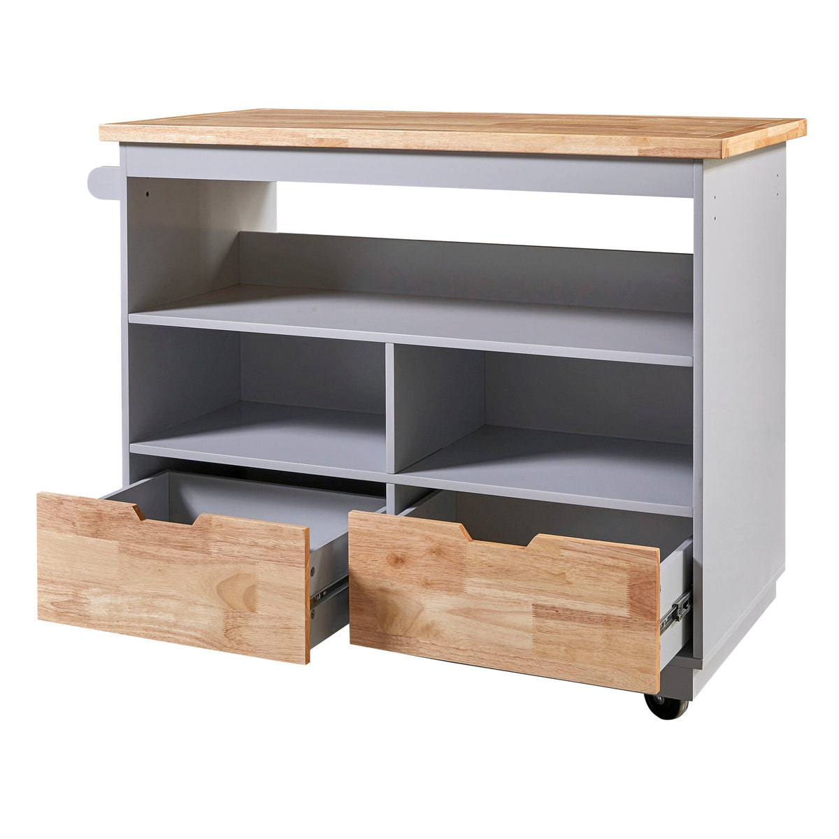 Nestfair Blue Wood Base with Mdf Wood Top Rolling Kitchen Island (21.7-in x 46-in x 35.62-in)