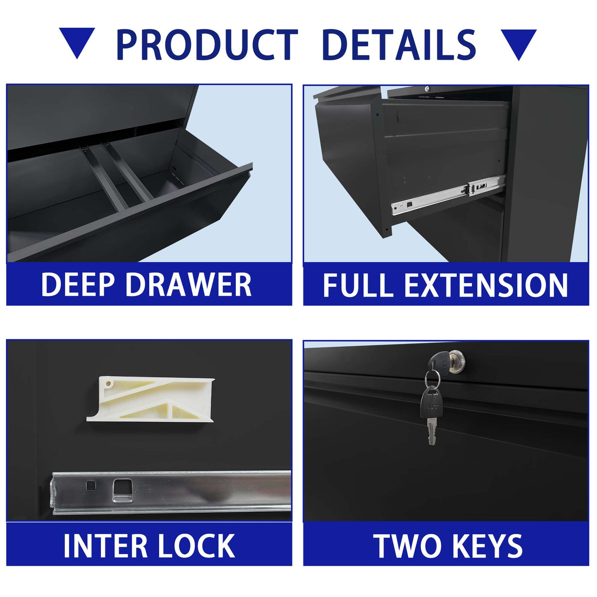 Kahomvis Black Office Cabinet
