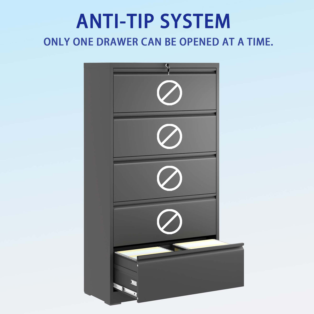 Kahomvis Black Office Cabinet