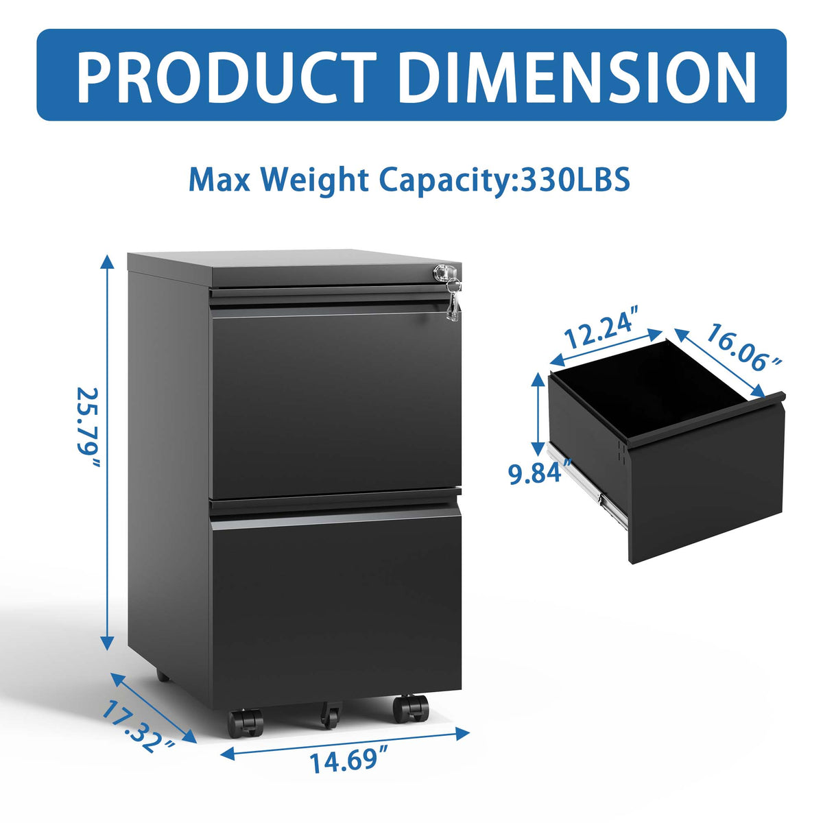 Kahomvis Black Office Cabinet