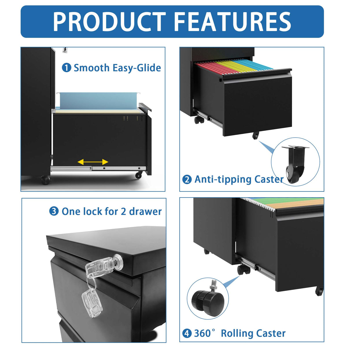 Kahomvis Black Office Cabinet