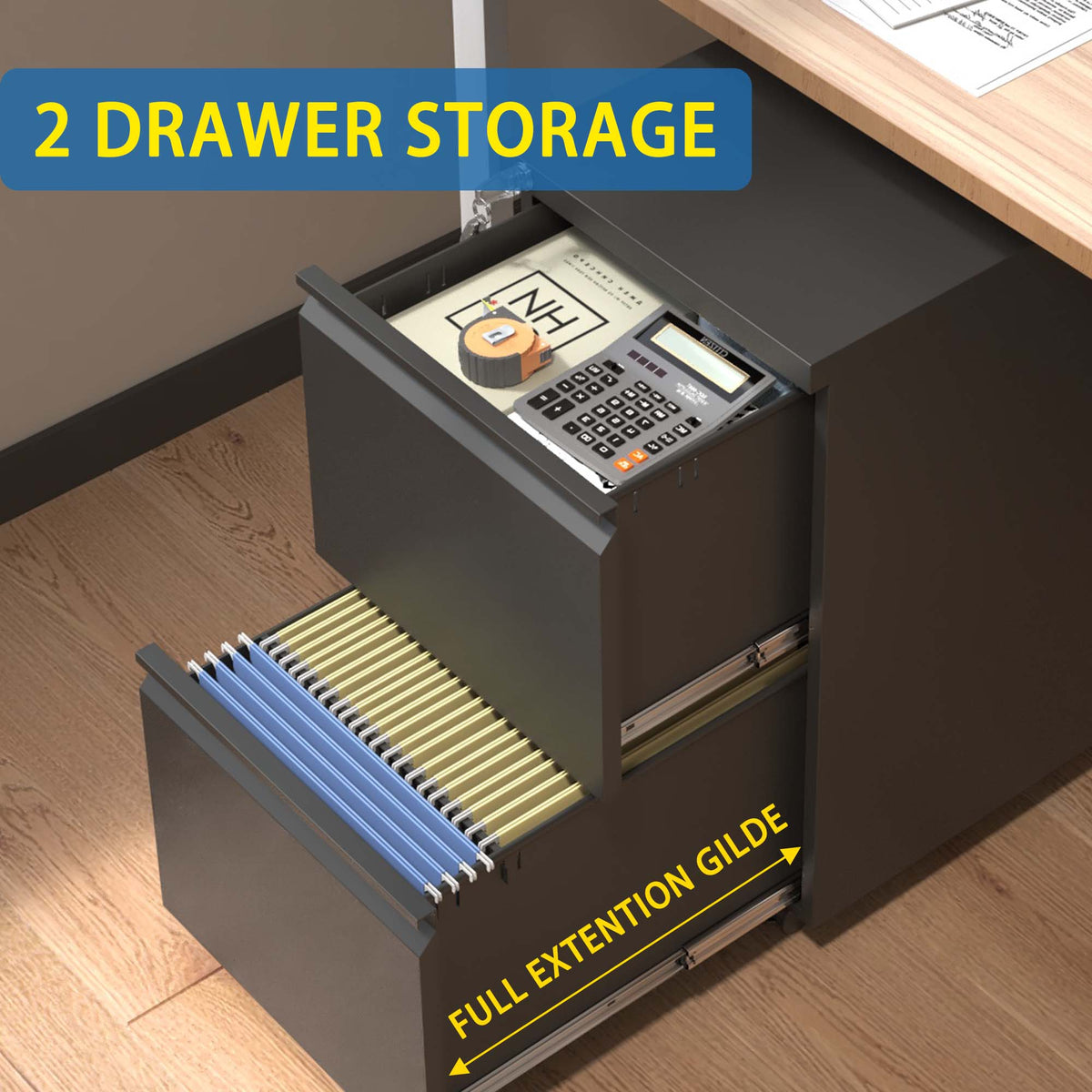 Kahomvis Black Office Cabinet