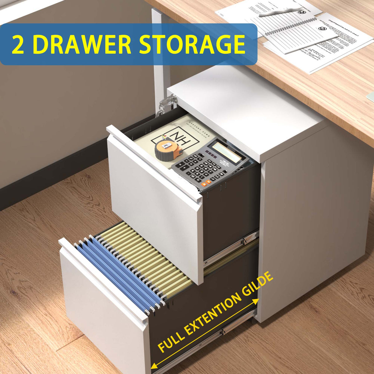 Kahomvis White Office Cabinet