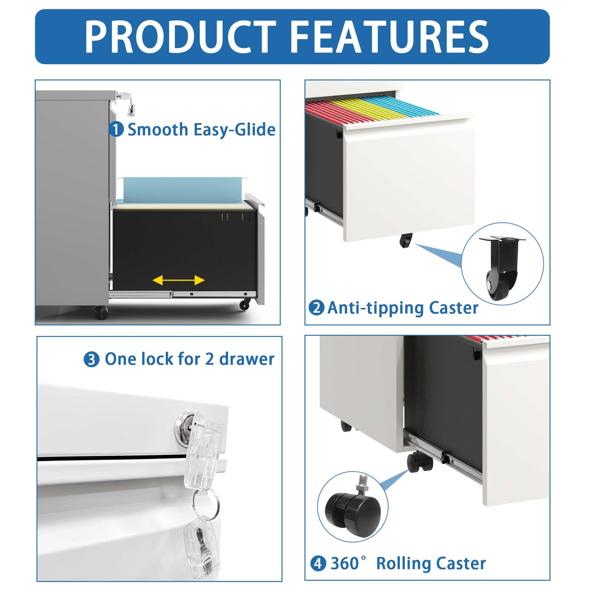 Kahomvis White Office Cabinet