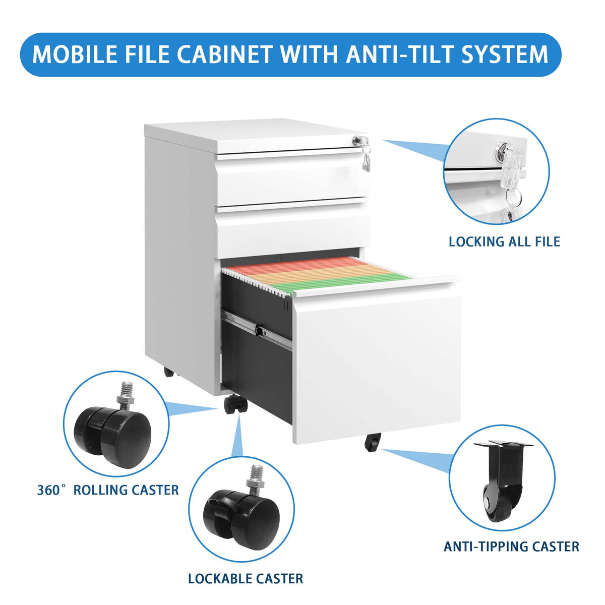Kahomvis White Office Cabinet