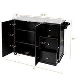 BABOOM Black Mdf Base with Stainless Steel Metal Top Rolling Kitchen Cart (18-in x 54-in x 36-in)