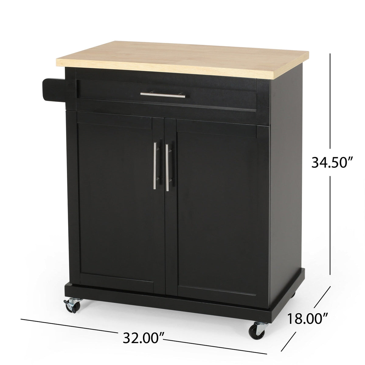 BABOOM Black Composite Base with Composite Top Rolling Kitchen Cart (18-in x 32-in x 34.5-in)