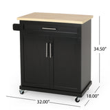 BABOOM Black Composite Base with Composite Top Rolling Kitchen Cart (18-in x 32-in x 34.5-in)
