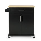 BABOOM Black Composite Base with Composite Top Rolling Kitchen Cart (18-in x 32-in x 34.5-in)