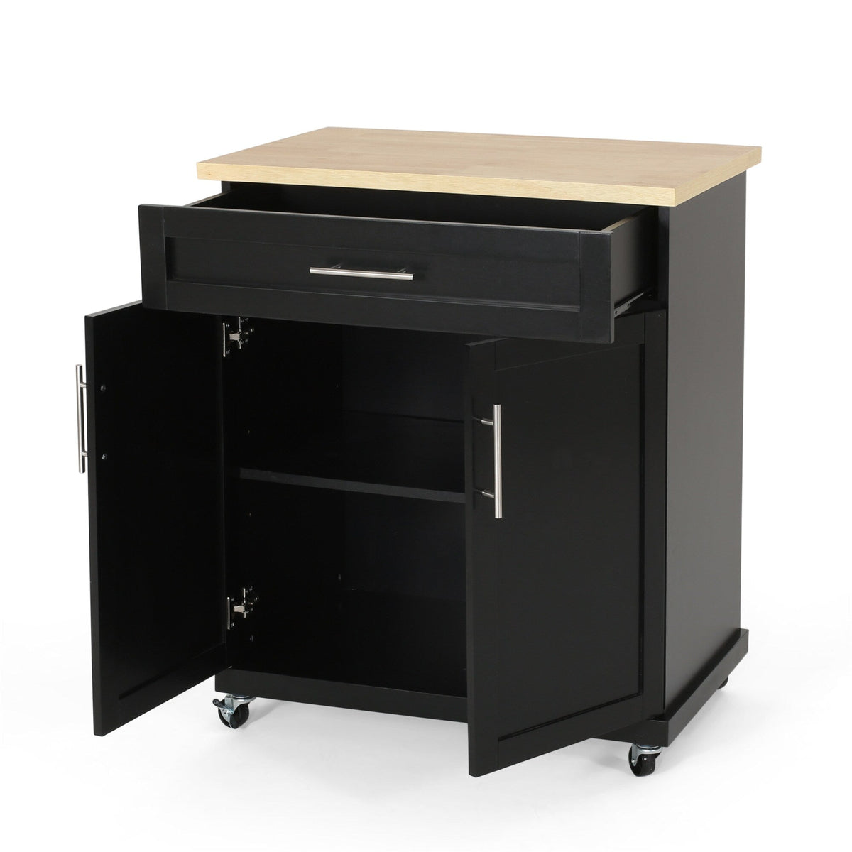 BABOOM Black Composite Base with Composite Top Rolling Kitchen Cart (18-in x 32-in x 34.5-in)