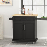 BABOOM Black Composite Base with Composite Top Rolling Kitchen Cart (18-in x 32-in x 34.5-in)