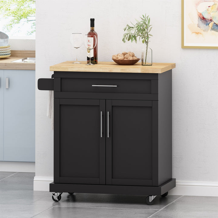 BABOOM Black Composite Base with Composite Top Rolling Kitchen Cart (18-in x 32-in x 34.5-in)