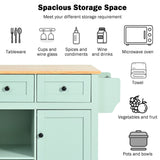 Kahomvis Green Mdf Base with Wood Top Rolling Kitchen Island (17.7-in x 53-in x 37.2-in)