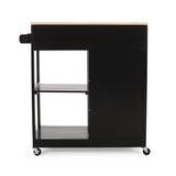 BABOOM Black Wood Base with Wood Top Rolling Kitchen Cart (17-in x 32.5-in x 34.5-in)