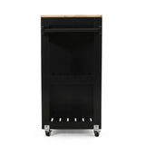 BABOOM Black Wood Base with Wood Top Rolling Kitchen Cart (17-in x 32.5-in x 34.5-in)