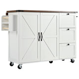 BABOOM White Mdf Base with Composite Top Rolling Kitchen Island (28.7-in x 54.5-in x 36.5-in)