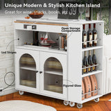 Kahomvis White Mdf Base with Wood Top Rolling Kitchen Island (15.8-in x 73.5-in x 37-in)