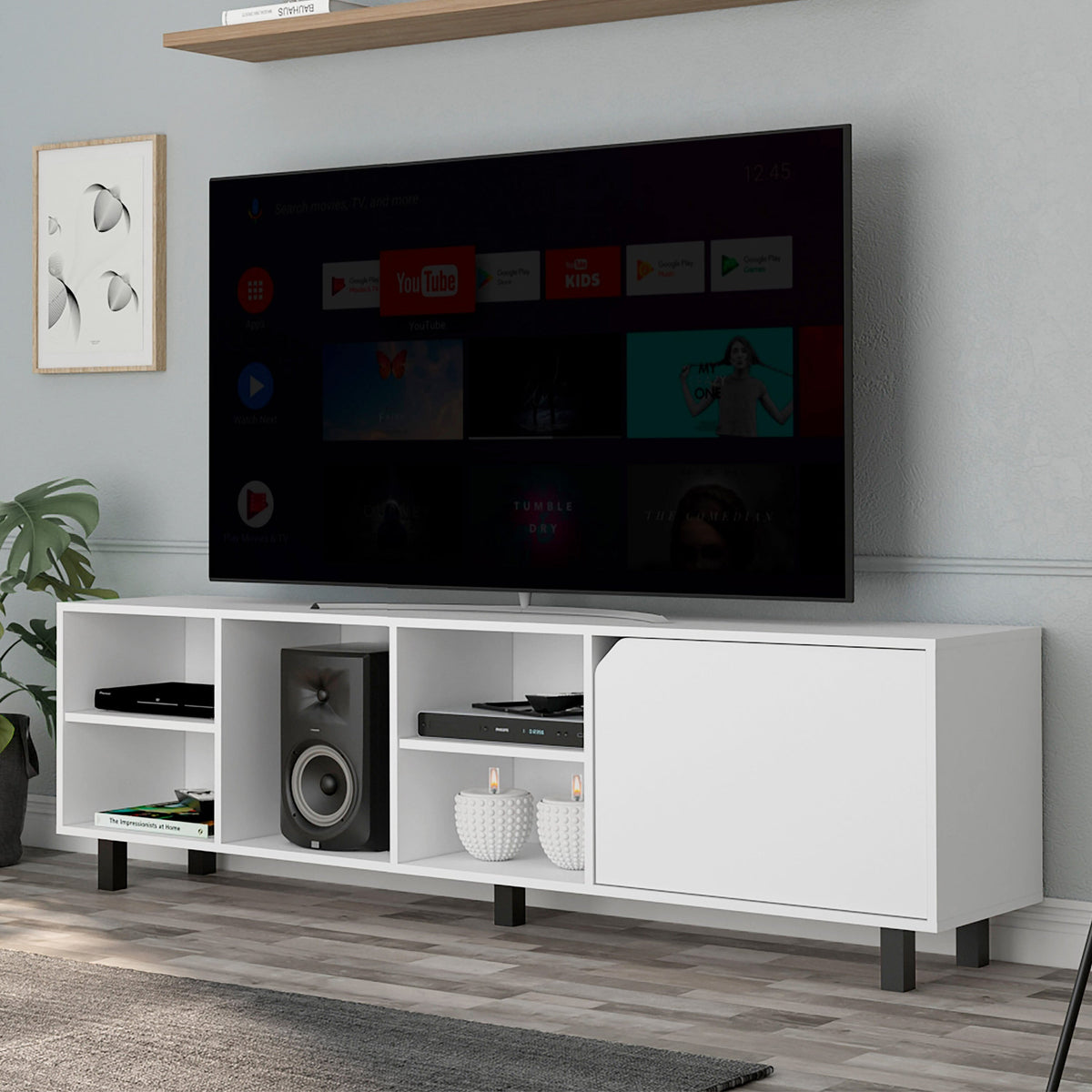 ToolCat Modern/Contemporary White Tv Cabinet (Accommodates TVs up to 70-in)