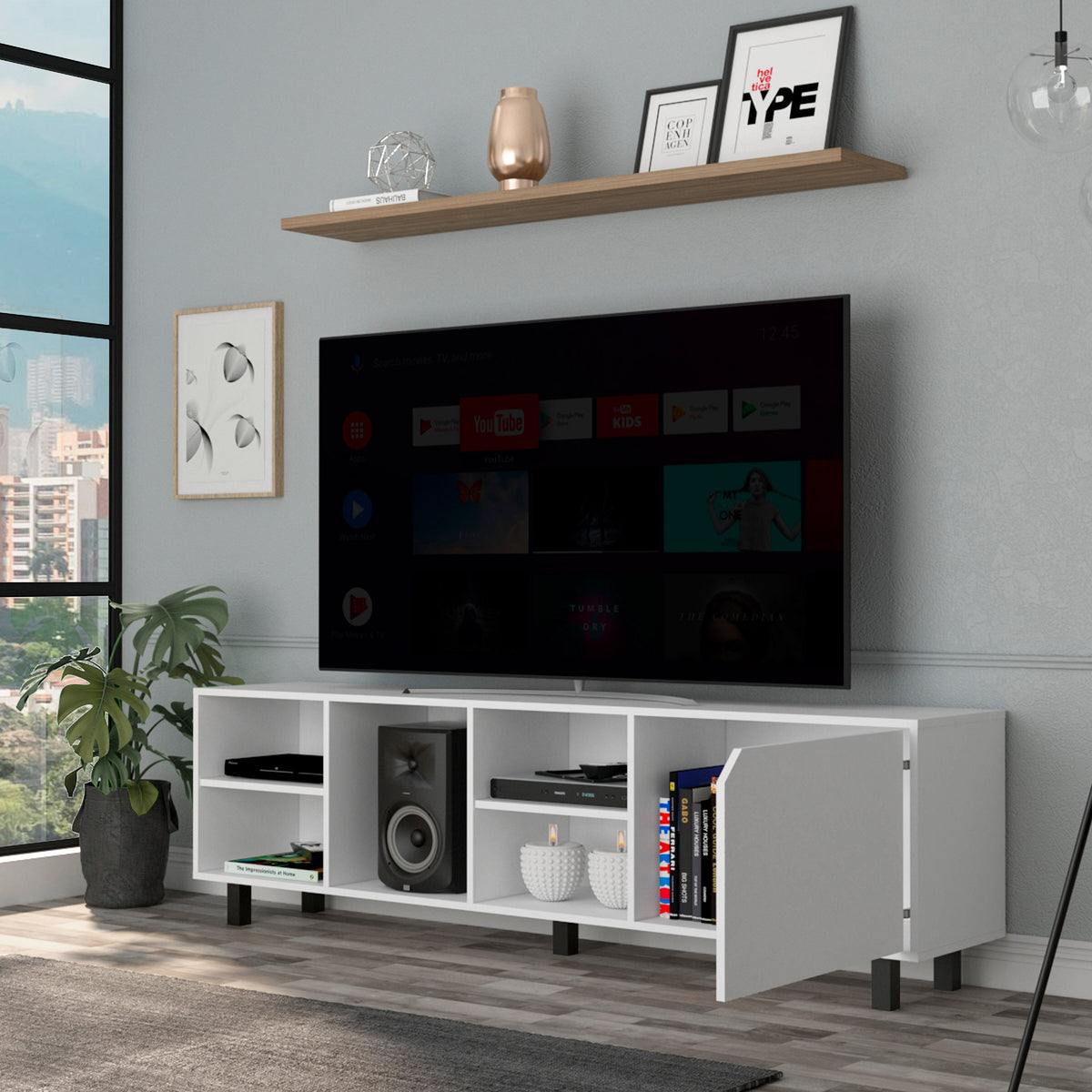 ToolCat Modern/Contemporary White Tv Cabinet (Accommodates TVs up to 70-in)