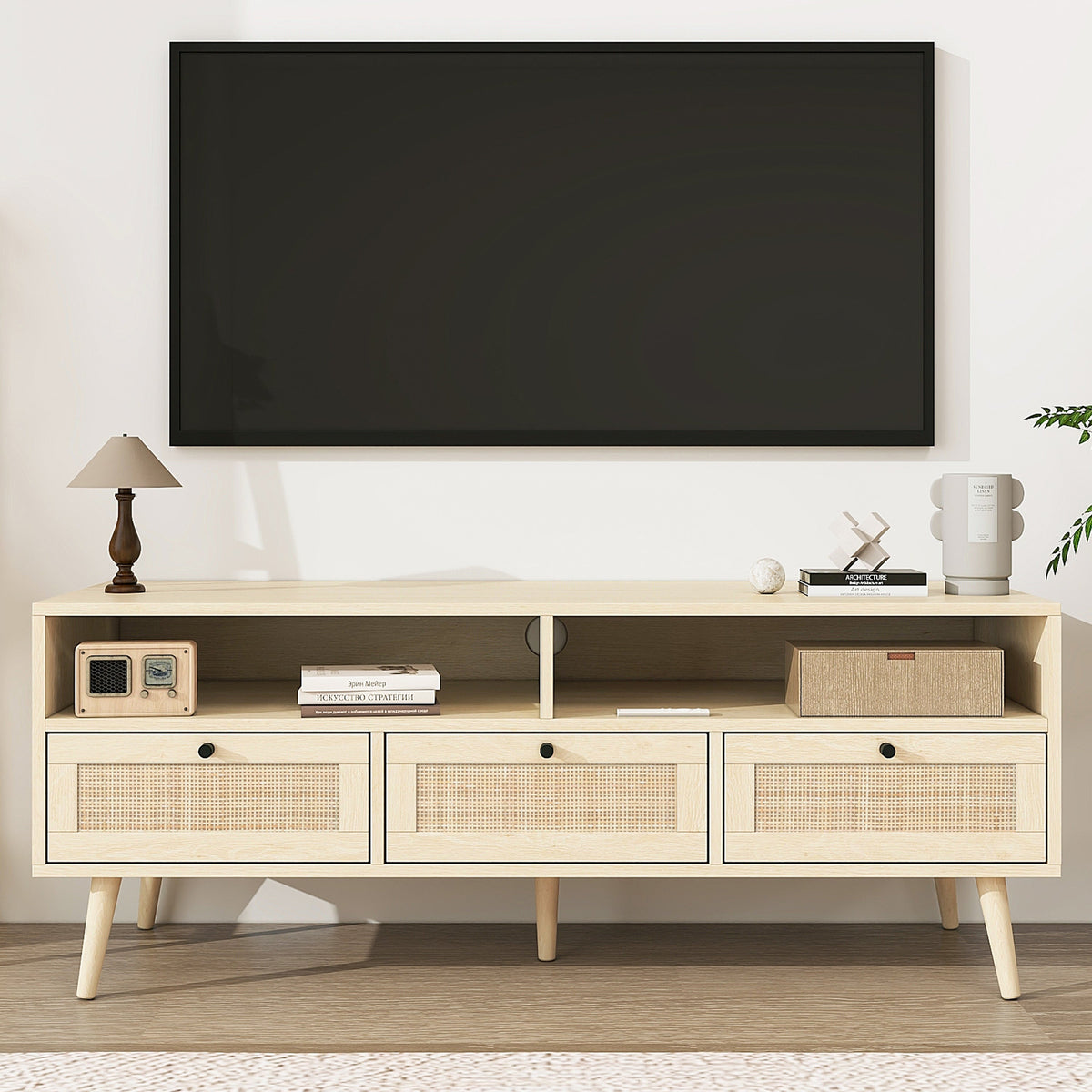 ToolCat Farmhouse/Rustic Oak Tv Cabinet (Accommodates TVs up to 55-in)