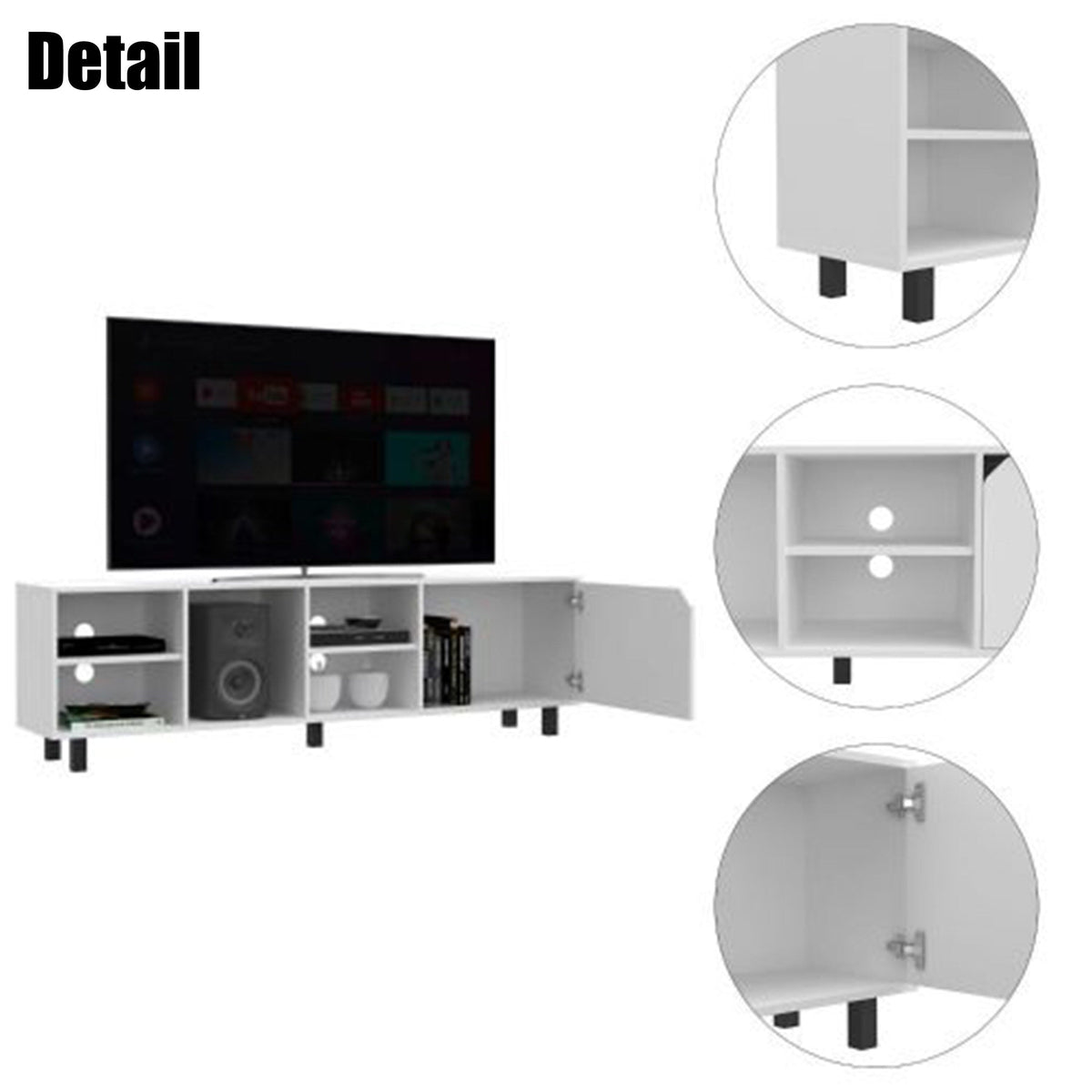 ToolCat Modern/Contemporary White Tv Cabinet (Accommodates TVs up to 70-in)