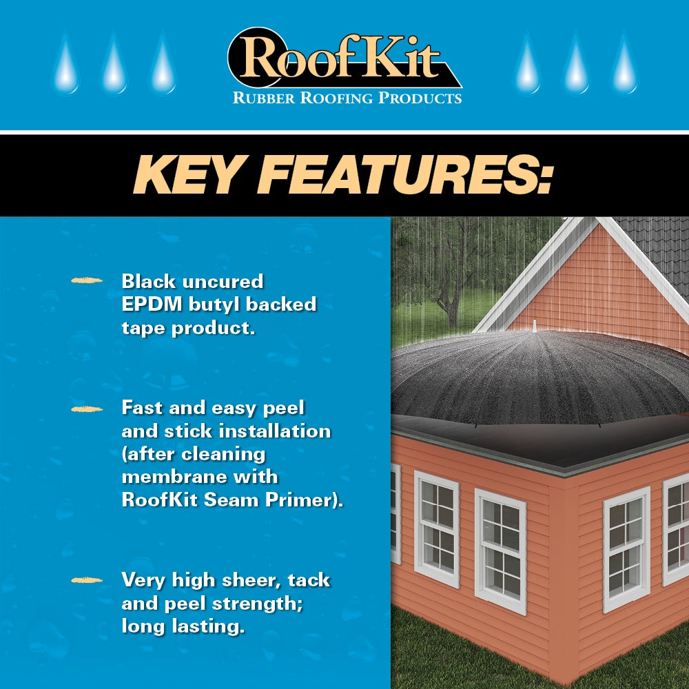 RoofKit Roofing Products 12-in x 25-ft Black Butyl Rubber Self-Adhesive Roll Flashing