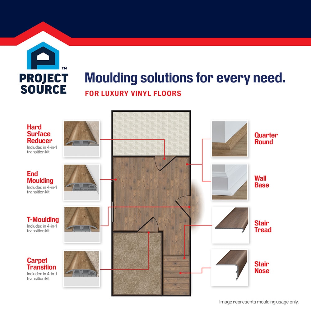 SimpleSolutions Nightfall Pine 2-in x 78.7-in Vinyl Floor 4-in-1 Moulding