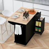 Kahomvis Black Mdf Base with Wood Top Rolling Kitchen Island (29-in x 54-in x 36.8-in)