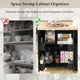 Kahomvis Black Mdf Base with Wood Top Rolling Kitchen Island (29-in x 54-in x 36.8-in)