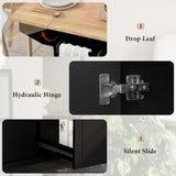 Kahomvis Black Mdf Base with Wood Top Rolling Kitchen Island (29-in x 54-in x 36.8-in)