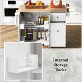 Kahomvis White Mdf Base with Wood Top Rolling Kitchen Island (29-in x 54-in x 36.8-in)