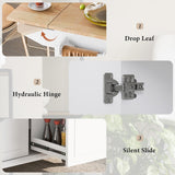 Kahomvis White Mdf Base with Wood Top Rolling Kitchen Island (29-in x 54-in x 36.8-in)