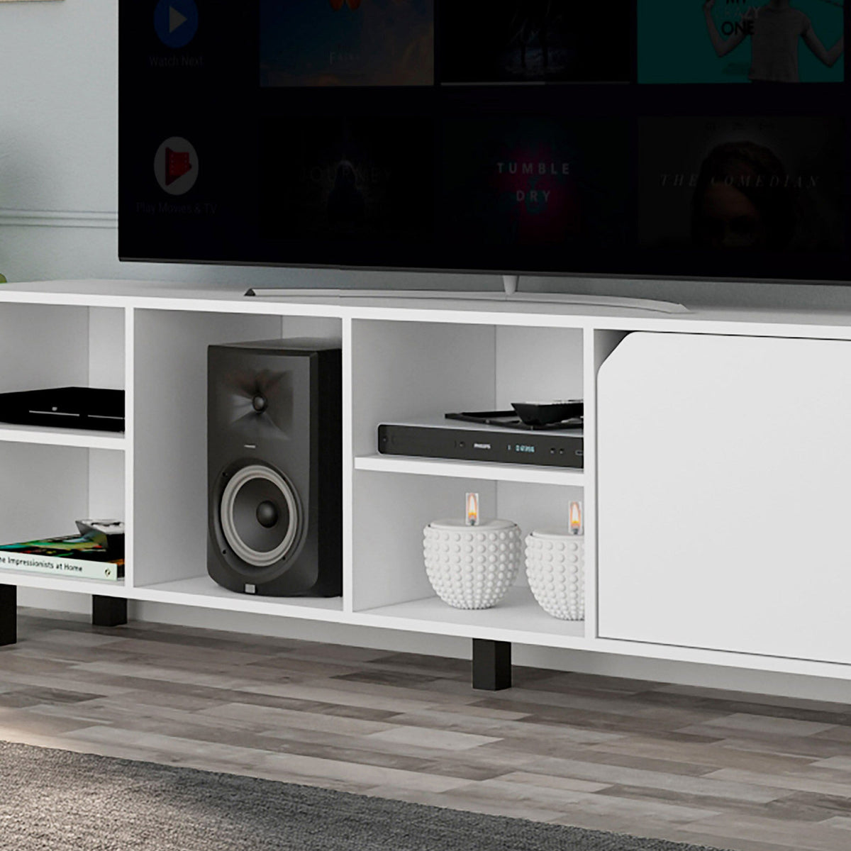 ToolCat Modern/Contemporary White Tv Cabinet (Accommodates TVs up to 70-in)