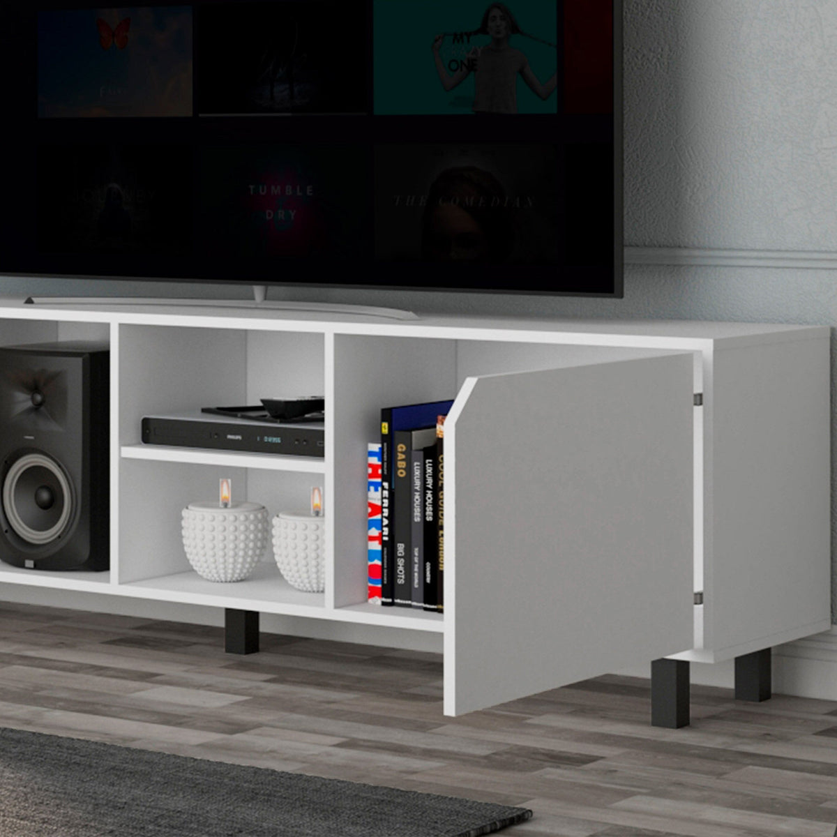 ToolCat Modern/Contemporary White Tv Cabinet (Accommodates TVs up to 70-in)
