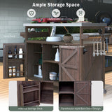 Kahomvis Brown Wood Base with Steel Metal Top Rolling Kitchen Island (18.5-in x 50.25-in x 36.3-in)