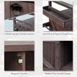 Kahomvis Brown Wood Base with Steel Metal Top Rolling Kitchen Island (18.5-in x 50.25-in x 36.3-in)