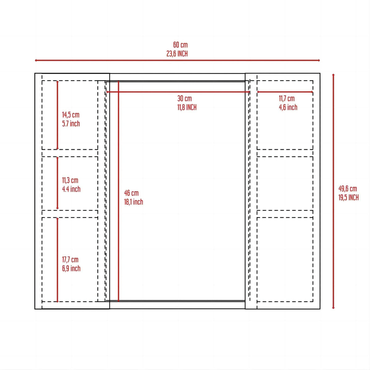 WELLFOR 24-in x 20-in Surface Mount Light Gray Mirrored Medicine Cabinet