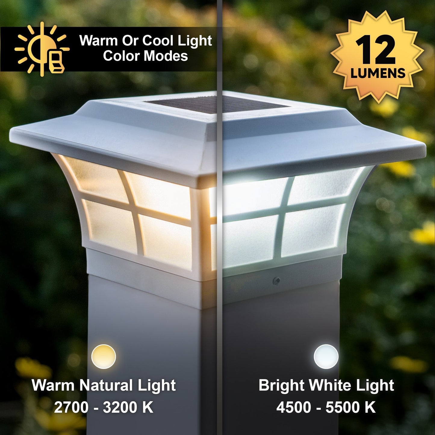 Classy Caps 5-in x 5-in 10-Lumen 1-Watt White Solar LED Outdoor Post Cap Light (5000 K)