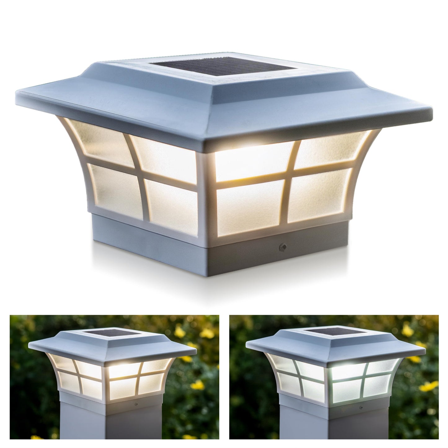 Classy Caps 5-in x 5-in 10-Lumen 1-Watt White Solar LED Outdoor Post Cap Light (5000 K)