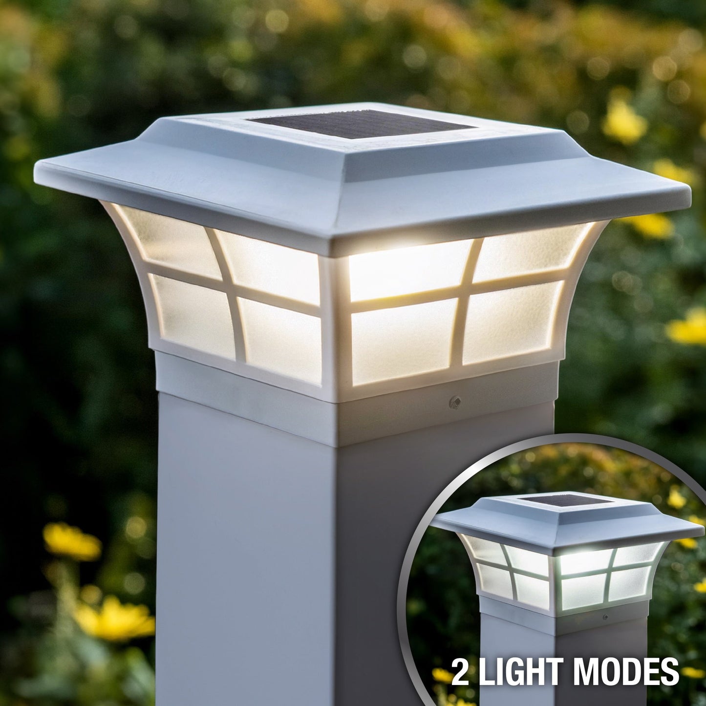 Classy Caps 5-in x 5-in 10-Lumen 1-Watt White Solar LED Outdoor Post Cap Light (5000 K)