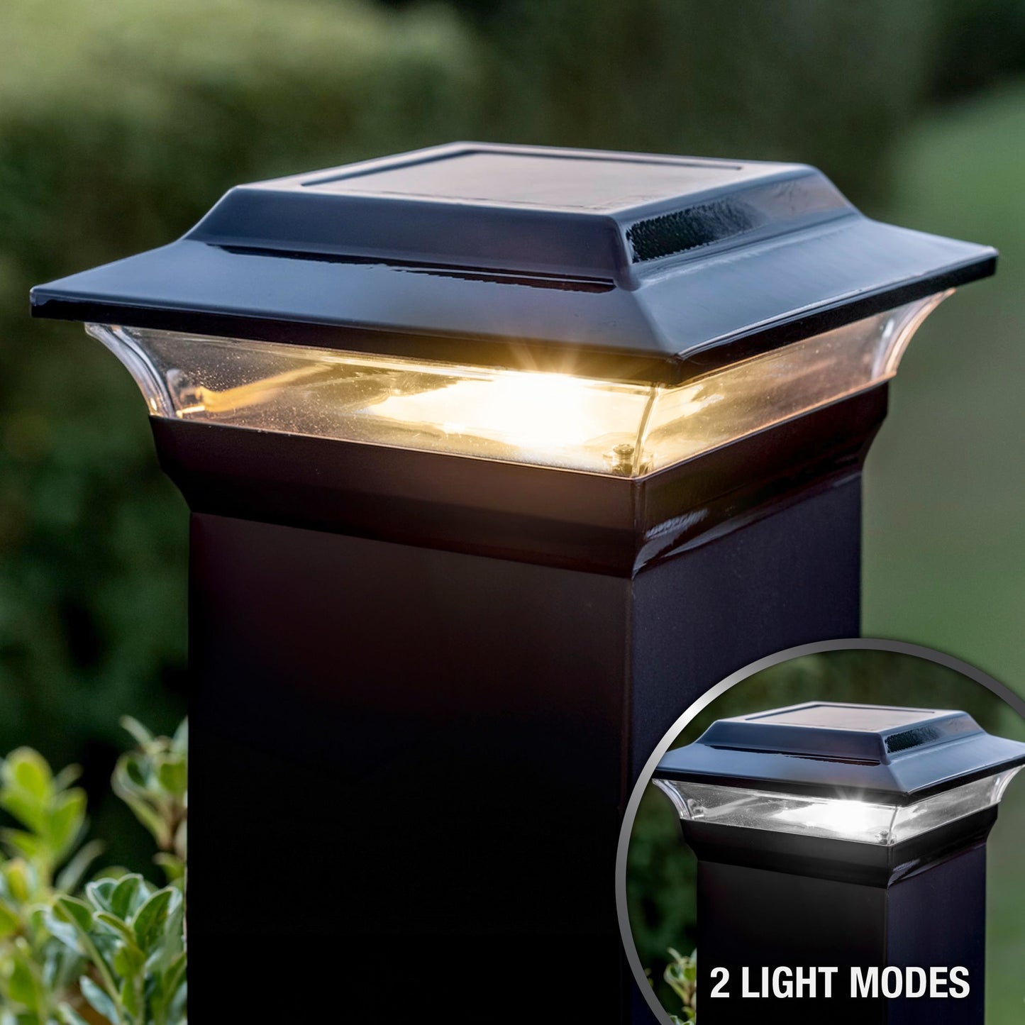 Classy Caps 5-in x 5-in 15-Lumen 1-Watt Black Powder Coated Aluminum Solar LED Outdoor Post Cap Light (4500 K)
