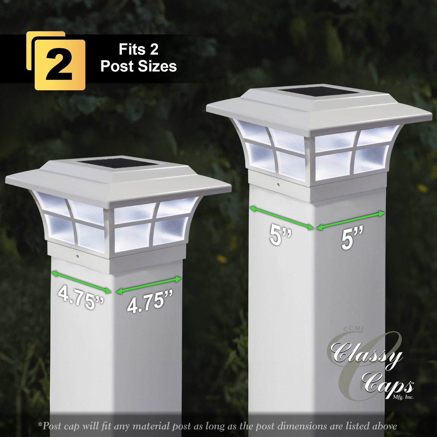 Classy Caps 5-in x 5-in 10-Lumen 1-Watt White Solar LED Outdoor Post Cap Light (5000 K)