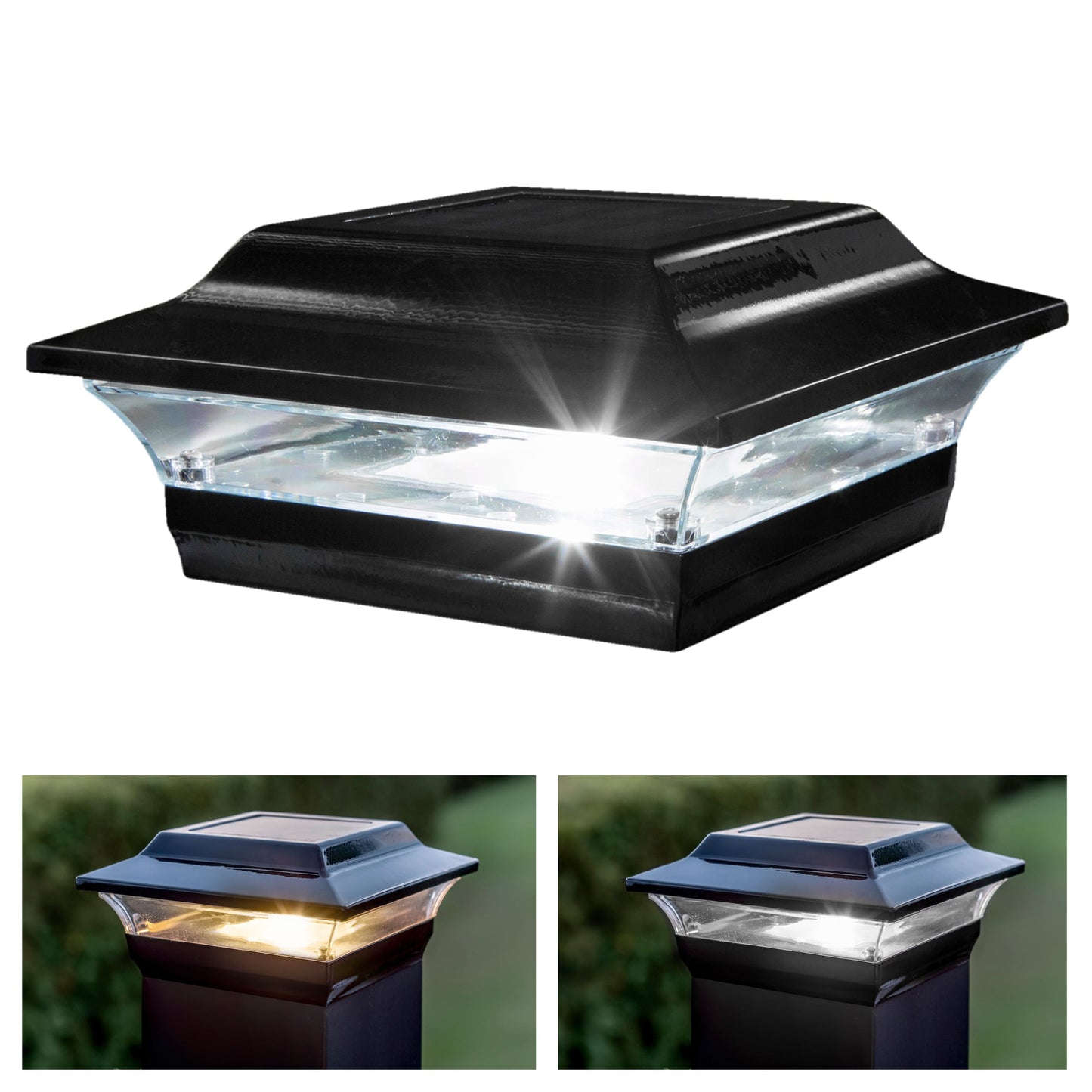Classy Caps 5-in x 5-in 15-Lumen 1-Watt Black Powder Coated Aluminum Solar LED Outdoor Post Cap Light (4500 K)